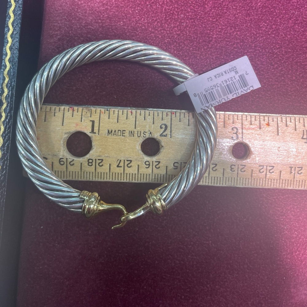 David Yurman buckle bracelet / bangle - silver, 18k gold, and diamonds - Picture 15 of 15